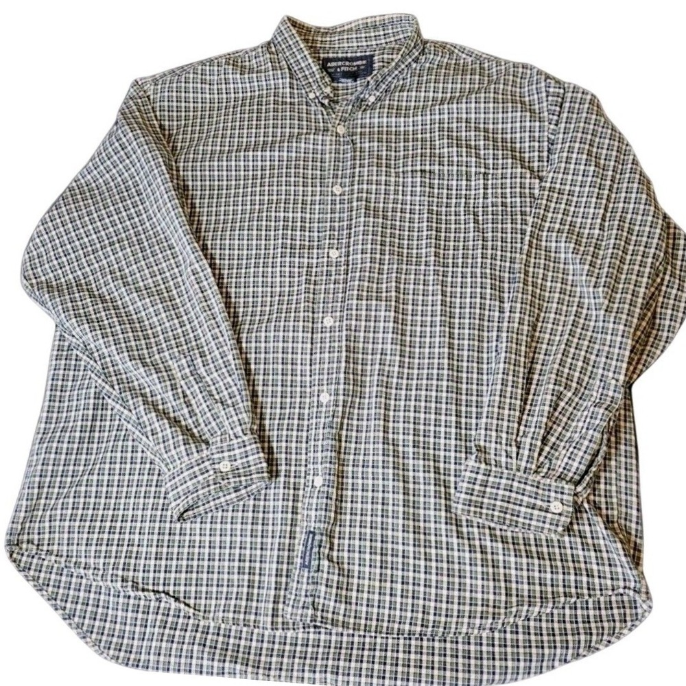Vintage Abercrombie & Fitch Button Down Shirt Mens XL Green Plaid L/S Outdoor